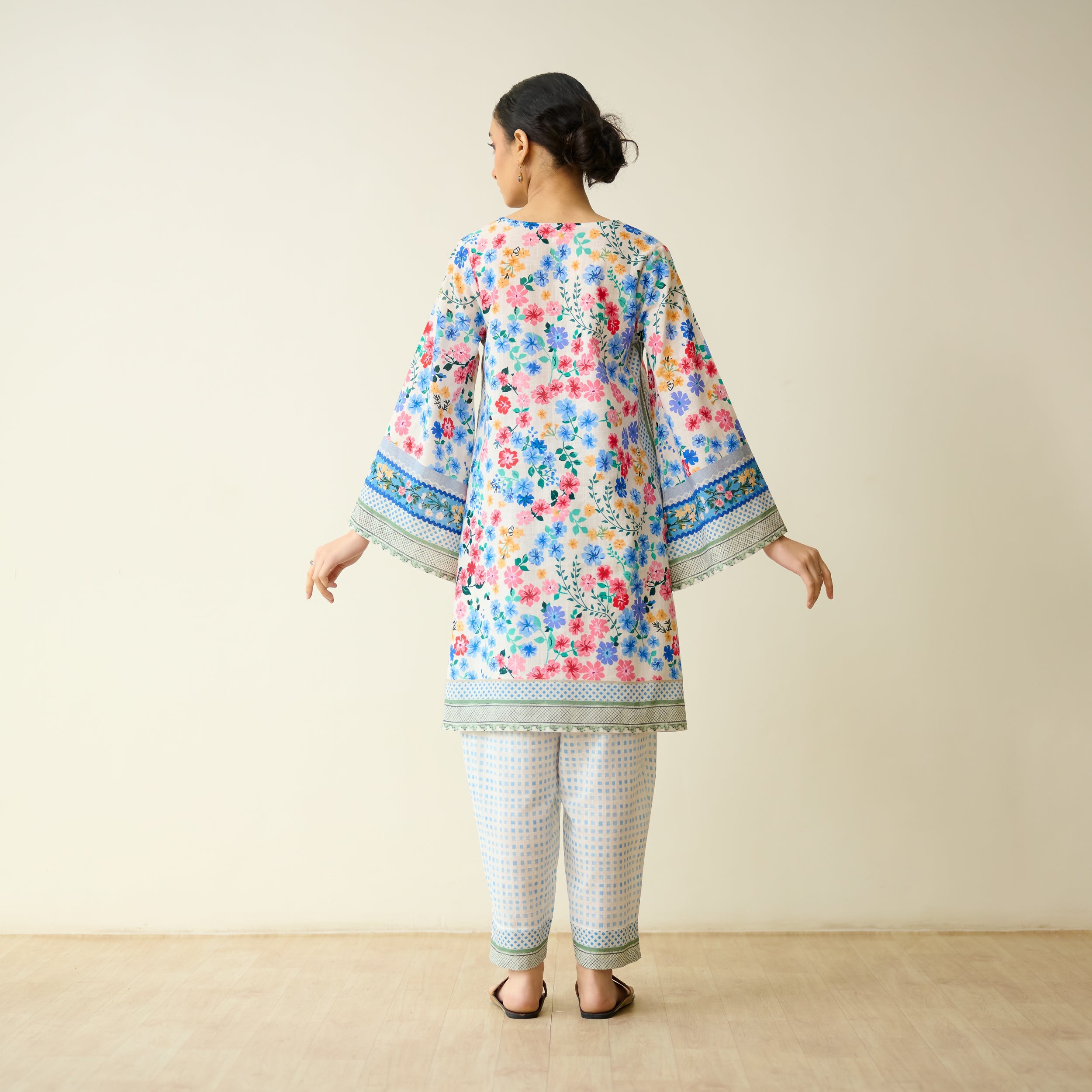 Petals Daydream Fine Slub Cotton Farsi Set - Ivory